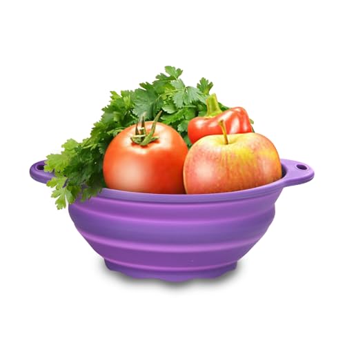 Image of Jovilife Collapsible SiliconelSalad Bowl 61oz Camping Bowl Outdoor Hiking Travel Durable Bowl for Storage and Mixing Food-Grade Silicone Food Storage Container 1 Pack (Purple)