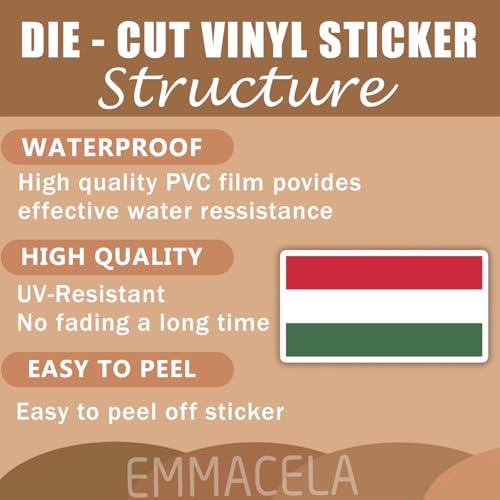 Image of (3PCS) Hungary Flag stickers, Countries Flag Stickers - Waterproof Vinyl Decals For Laptops, Tumblers, Water Bottles, Books, Scrapbooks, Size 3 x 1.7 Inch
