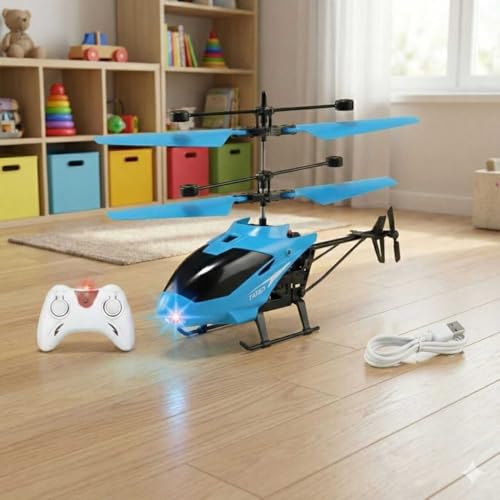 Image of RIVIN Rechargeable RC Flying Helicopter - Induction Sensor + Remote Control (Kids 5+ Years Toy) | Realistic Control & Smooth Performance | Safe & Child-Friendly | Ideal Gift for Boys & Girls