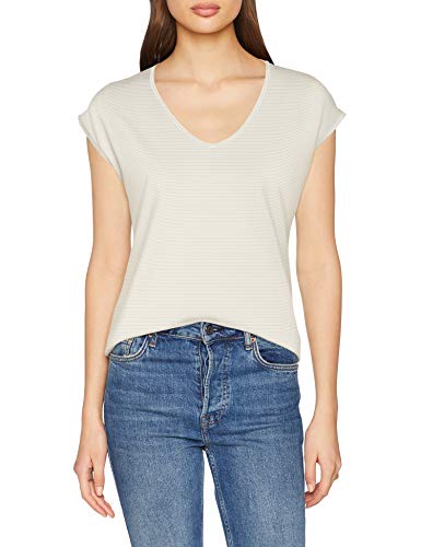 PIECES Pcbillo Tee Stripes Noos T- T-Shirt, Blanc (Bright White Detail:Gold Lurex), 36 (Taille fabricant: X-Small) Femme