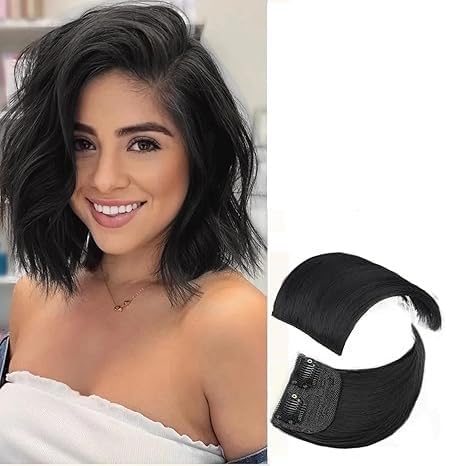 Prime Synthetic Straight Curly Hair Extensions For Women| Ponytail And Bun Juda Maker| Hair Toppers and Hairpieces For Girls and Women (2 Clip Side Patch (Black Brown))-image-1
