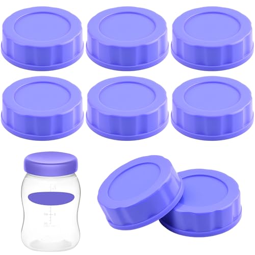 Image of 8 Pcs Baby Bottle Caps Compatible with Pigeon & Lansinoh Bottles Travel & Storage Lids Replacement Built-in Silicone Seal Leak-Proof (Purple)