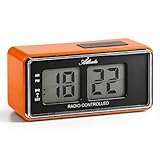 Atlanta Digitalwecker LCD Funkwecker Snooze Licht Retro Design Orange Lautlos Ohne Ticken - 1881-12