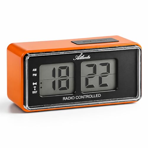 Bild: Atlanta Digitalwecker LCD Funkwecker Snooze Licht Retro Design Orange Lautlos Ohne Ticken - 1881-12 f�r 34,80 EUR (-3%) statt 35,90 EUR bei amazon.de