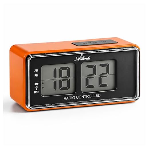 Atlanta 1881 digital väckarklocka LCD radio väckarklocka snooze ljus retro design tyst utan att ticka – orange