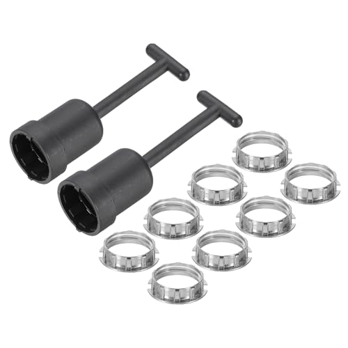 PATIKIL G9 Light Socket Rings Kit, Lamp Shade Holder Adapter 8 Zinc Alloy Ring Replacement with Removal Tool for Lamp Shade Collar Ring Retaining Ring Tool, 95mm Silver Tone