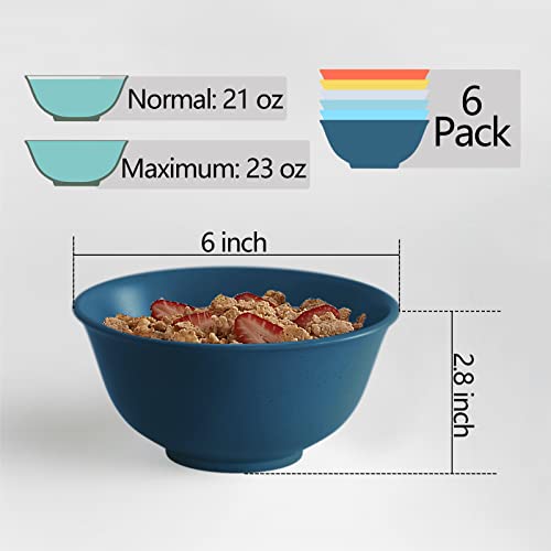 Homestockplus Unbreakable Cereal Bowls 23 Oz Microwave And Dishwasher Safe Bpa-Free Eco-Friendly Bowl Assorted Color Dessert Bowls For Serving Soup, Oatmeal, Pasta And Salad[Set Of 6] #TOP2