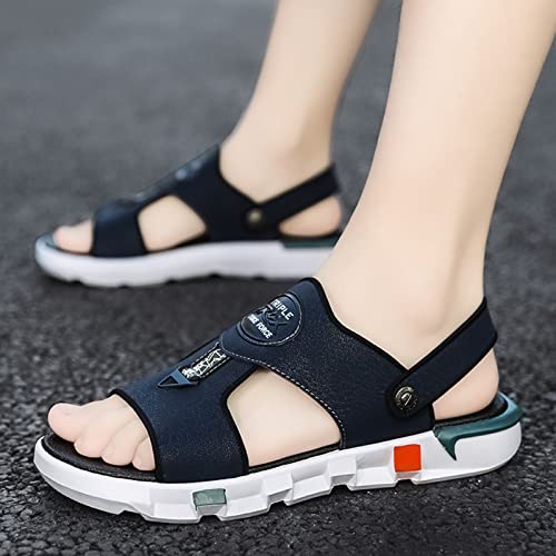 Men's Casual Leather ls Beach Shoes Anti Slip Open Toe ls Running Shoes Men Blue3