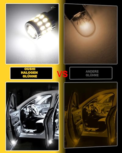 OUSHI Innenraumbeleuchtung Birne, Canbus 12V 24V 6500K Weiß Halogen Glühbirne für Boot RV Camper Kofferraumlicht Outdoor Landschaft Innenhofbeleuchtung, 4pcs