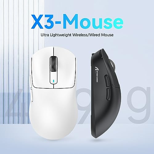 ATTACK SHARK X3 49g Ultralight Mouse, PixArt PAW3395 Gaming Sensor, BT/2.4G Wireless/Wired Gaming Mouse, 26000 DPI, 200 Hours Battery, Office Mice for Win11/Xbox/PS/Mac (White) – Bild 3