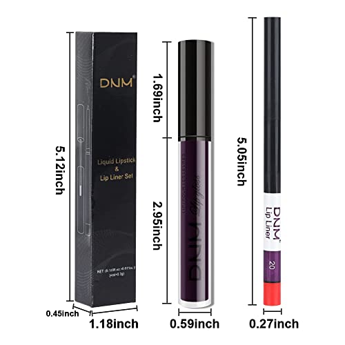 Evpct 2Pcs Dark Deep Purple Plum Black Matte Lipstick And Lip Liner Pencil Makeup Set For Women Dnm Matte Smudge Proof Lipstick Lip Stain Long Lasting Waterproof Labiales Mate 24 Horas Originales 20# #TOP5