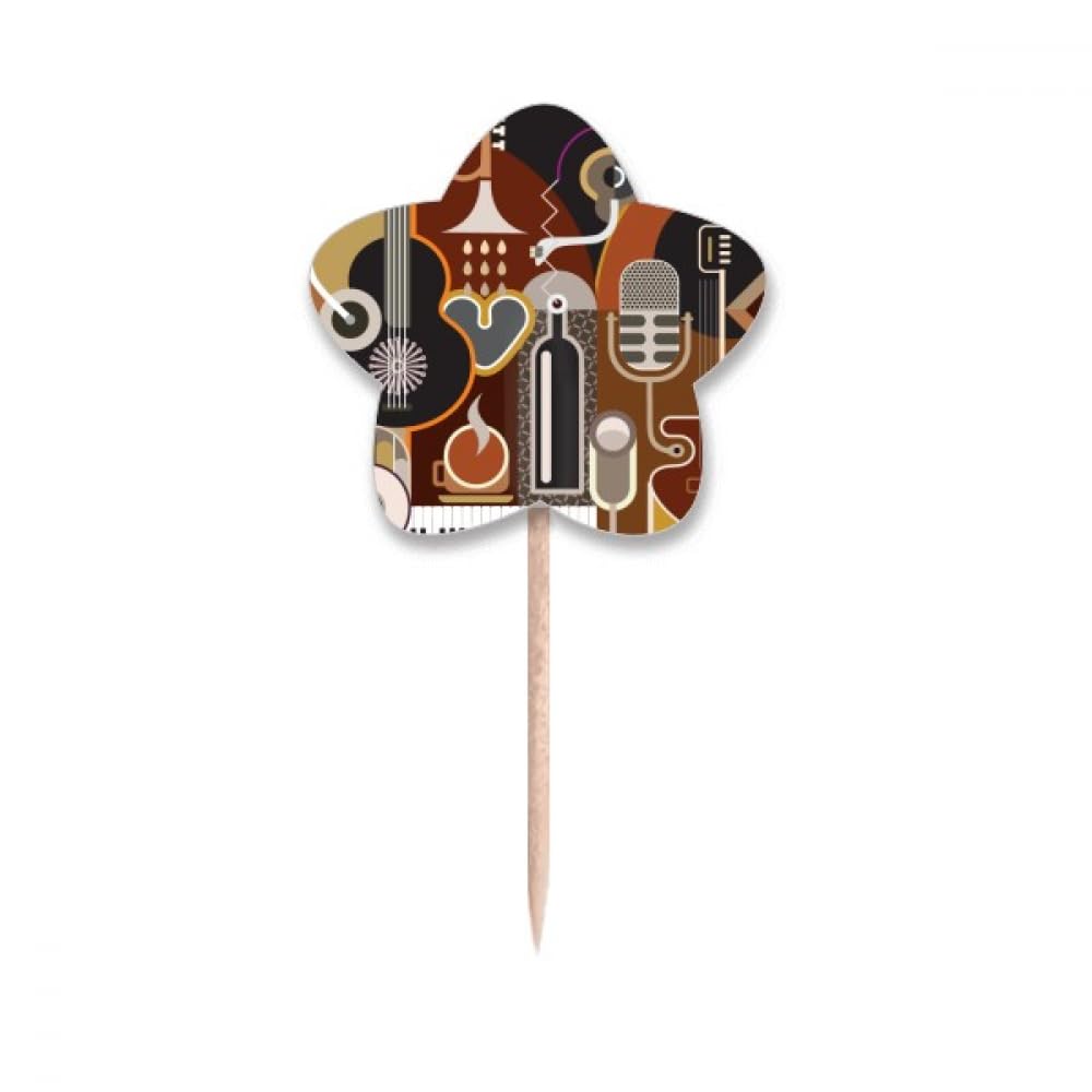 Cure-dents motif guitare et drapeaux étoilés, cadeau idéal musicien