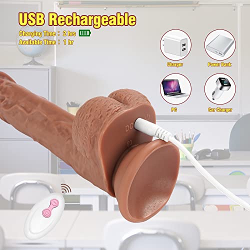 Thrusting Vibrator Dildo With Heating - 8.7" Realistic G Spot Vibrators Clitoral Anal Stimulator With 8 Vibrating Pleasure Modes With Strong Suction Cup Base, Adult Sex Toy & Games For Women Couple #TOP4