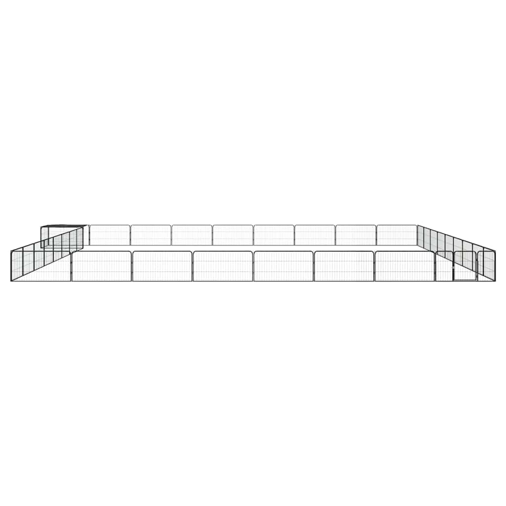 Cuccia nera per cani, 36 pezzi, 100 x 50 cm, in acciaio, per cuccioli | Robusto recinto per cuccioli in acciaio verniciato a polvere per giardino e terrazza, con copertura, serratura e pali.