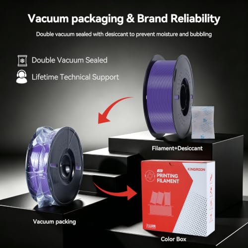Image of Kingroon PETG 3D Printer Filament, High Strength, Low Warping, Odorless, Dimensional Accuracy + /- 0.02 mm, 1kg Spool(2.2lbs), 1.75 mm, Purple