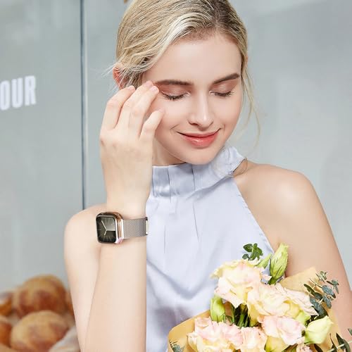Magnetic Band and Case for Apple Watch Band 40mm 41mm 38mm 44mm 45mm 46mm 42mm Women/Men,Stainless Steel Milanese Loop Bracelet Strap with Cover Combo iWatch series 11 10 9 8 7 6 5 4 SE Ultra/2 3 49mm by DMVEIMAL - Used condition - Image 6
