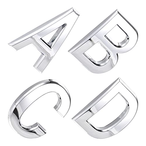 METALLIXITY Lettre de maison autocollante (70 mm) ABS auto-adhésif pour maison, extérieur, jardin, porte, boîte aux lettres, moderne, argent