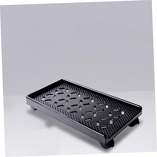 Soporte móvil para CPU con ruedas y freno, estructura de plástico ABS, con abertura para disipación de calor, esquinas redondeadas, soporte inferior estable, acabado negro para uso en oficina y hogar miniatura 5
