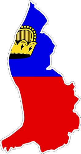 Akachafactory Autocollant Sticker adhesif Voiture Vinyle Drapeau Carte Liechtenstein