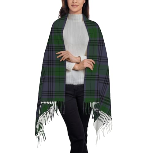 IBILIU Oversize Scarf for Women Tartan Plaid Green Blue Scarf Tassel Scarves Fall Winter Shawl Wraps3