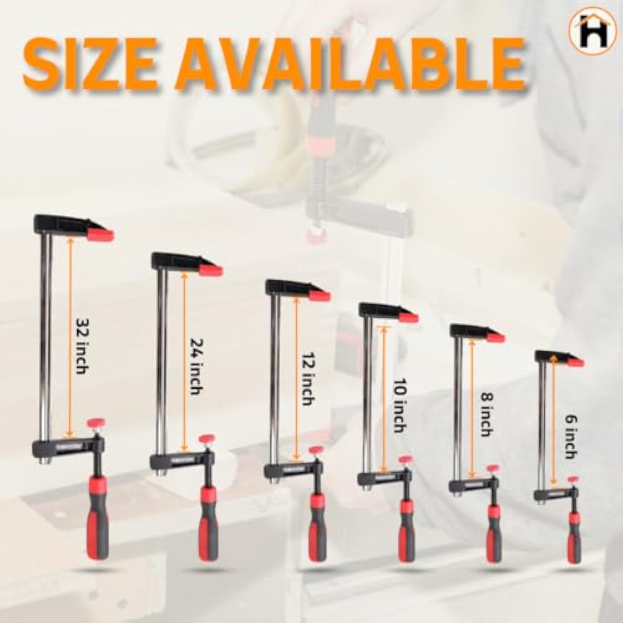 Steel F Clamp 200 x 50 mm with Rubberized Handle