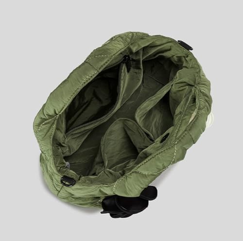 Nylon Quilted Tote Bag Diamond Pattern 3D Flower Crossbody Shoulder Bag Trendy Lightweight3