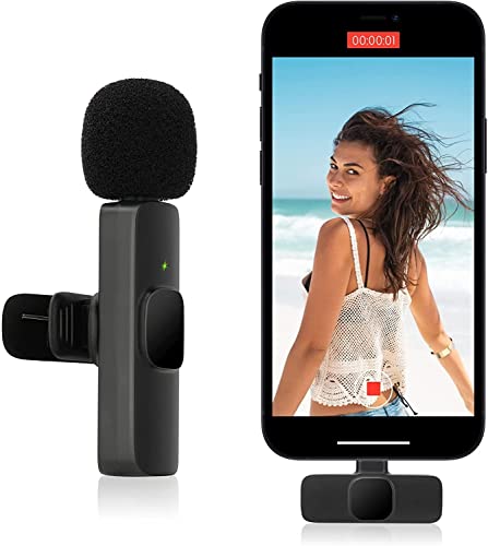 Micrófono Solapa Inalámbrico para Android USB C - 2.4GHz Plug&Play Wireless lavalier Microphone para Movil, Youtube, Tiktok Video, Facebook, Vlog