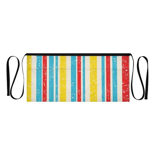 FASHON&FASCIN Server Apron with Pockets Waist Aprons Half Waitress Apron Striped Print for Gardening Restaurant,Multi15