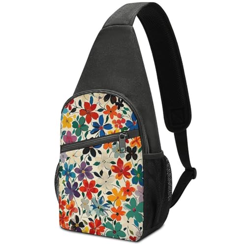 Petit sac à bandoulière à motif floral blanc avec grand compartiment zippé