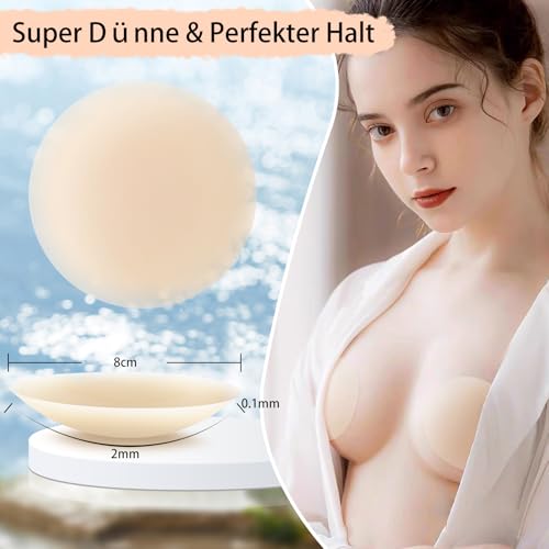 Trustnice 1 paire de coussinets de tétons invisibles réutilisables en silicone respectueux de la peau pour fête, mariage, maillot de bain – vue 2