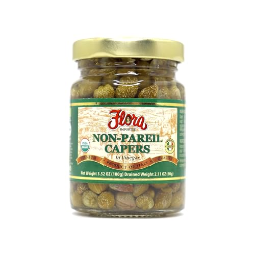 Flora Gourmet Non-Pareil Capers in Vinegar Brine - Imported from Italy (3.5 oz)