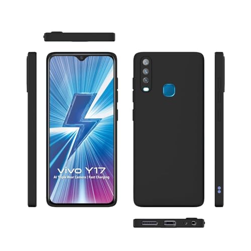 Image of Bintage Rubber TPU Camera Protection | Back Cover Case Compatible for Vivo 1902 / Vivo Y17 / Y15 / Y12 - Black