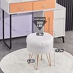 Mxfurhawa Faux Fur Storage Ottoman Round Furry Vanity Stool Marble Grain Tray Coffee Table Compact Footrest Stool with 4 Metal Legs Soft Makeup Seat Foot Stools for Living Room Bedroom Entryway White Mxfurhawa Faux Fur Storage Ottoman Round Furry Vanity Stool Marble Grain Tray Coffee Table Compact Footrest Stool with 4 Metal Legs Soft Makeup Seat Foot Stools for Living Room Bedroom Entryway White
