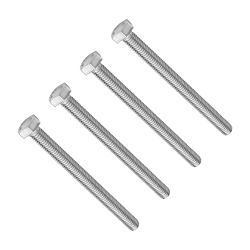Image of Bettomshin 4Pcs M8 x 100mm Hex Bolts, 304 Stainless Steel 1.25mm Thread Pitch Fully Threaded Metric Hex Head Screw Bolts, Hexagon Screw Bolt, Hex Tap Bolts, Silver, A2-70 (Overall Size 105.3x13x13mm)