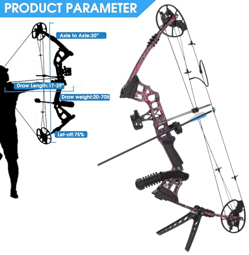 XGeek Compound Bow and Arrow kit, 320 Fps Speed Hunting & Target Bow, with All Accessories, USA-Made Limbs, Draw Weight Adjustable 20-70 Lbs, Draw Length 17-29" for Hunting and Target
