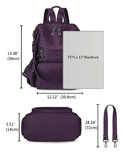 Image of Uromee Travel Backpack Purse for Women Vegan Leather Ladies Fashion Tassel Shoulder Bag Convertible