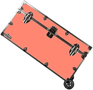 C&N Footlockers College Dorm Room & Summer Camp Lockable Trunk Footlocker with Wheels - Undergrad Trunk Available in 20 Colors - Large: 32 x 18 x 16.5 Inches (Coral)