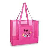 hsmyank Reusable Large Beach Bags With Pockets & Zipper, Lightweight Beach Tote for Poolside, Trip/swim (Rose Red)