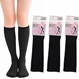 [Refreber] 【3足セット】着圧ハイソックス レディース 消臭 綿100% むくみ 立ち仕事 看護師 ブラック 22-25cm