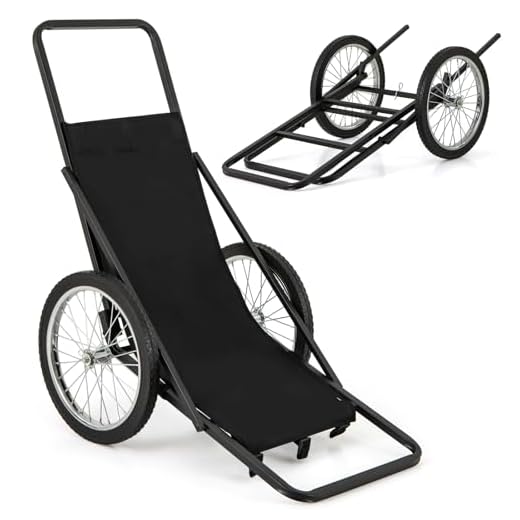 Goplus Folding Deer Cart with Polyester Liner, 550 LBS Heavy-Duty Hunting Game Hauler with 20" Rubber Wheels, Ergonomic Handle, Utility Gear Dolly Cart for Hunting Fishing Hiking