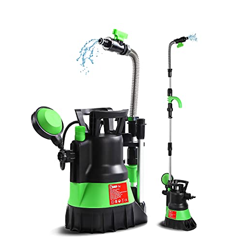 Sharp-tec 350W Submersible Water Pump 5200L/H with Auto Float Switch Water Pump with Aluminium Extension Pipe Overheat Protection Safety for Pools Ponds Hot Tubs Flooded Cellars 10m Cable