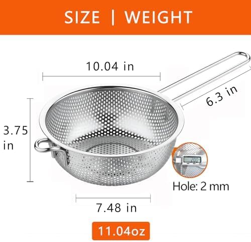 Miniatura 2 de GREATLINK Colador y colador de malla fina para cocina con asa, colador de pasta de acero inoxidableembudo de cocinacoladortamiz para colarlavar