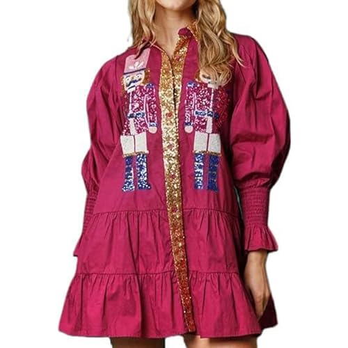 Robe sweat-shirt à paillettes scintillante avec manches bouffantes pour briller en soirée