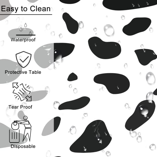 Image of Cow Print Tablecloth 2 Pack Black and White Cow Print Table Cloths for Baby Shower Birthday Parties Farm Animal Themed Party Holiday Outdoor Picnic 54 x 108 Inch