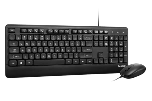 Lenovo USB-A Keyboard & Mouse Wired Combo, Wired Plug-and-Play Set-up, Spill-Resistant and Durable Design, One-Touch Co-Pilot Key, 1600 DPI Mouse, ROHS Compliant, 0.542Kg, 4X31U02452, 1Y Warranty view 2