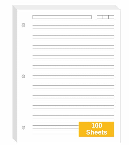 Premium College Ruled Loose Leaf Paper – 100 GSM, 100 Sheets (200 Pages), 8.5' x 11', 3-Hole Punched, Acid-Free, Fits 3-Ring Binders – Ideal for Students, School & Office