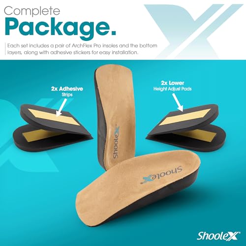 Image of Shoolex ArchFlex Pro 2-in-1 Arch Support & Height Increase Insoles - Adjustable Heel Lift Up to 1 inch, Plantar Fasciitis, Flat Feet, Achilles Tendonitis & Leg Length Discrepancy Relief, Men & Women