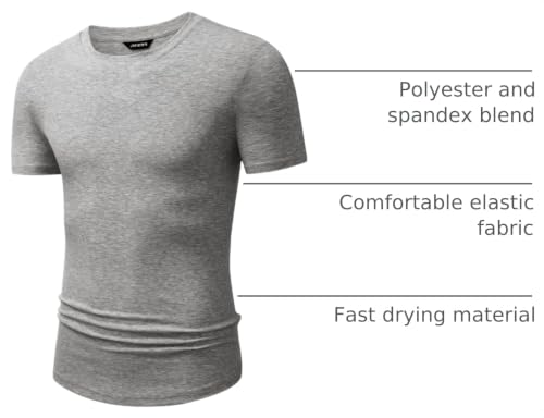 Image of JMIERR Mens Short Sleeve T Shirt Summer Muscle Slim Fitted Crewneck Longline Tees Shirts for Gym Workout
