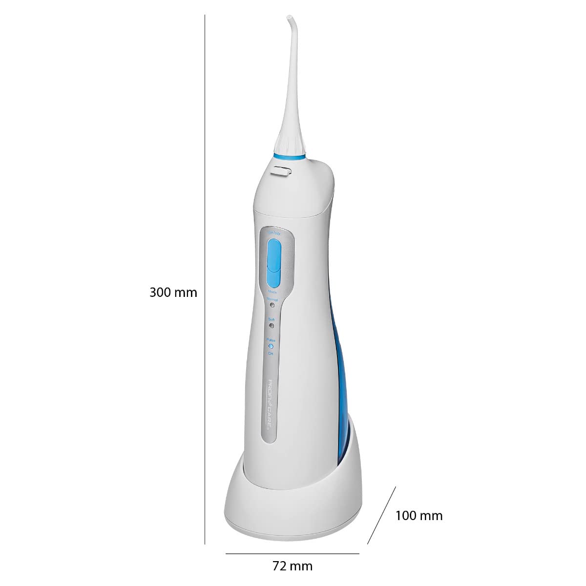 ProfiCare MD 3026 - Irrigador bucal portátil inalámbrico, Color Blanco y Azul
