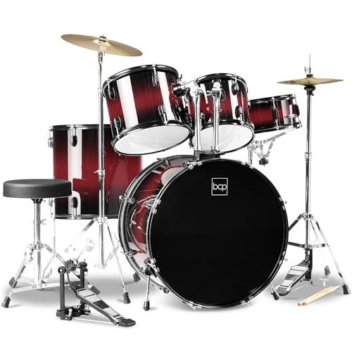 Best Choice Products 5-Piece Full Size Complete Adult Drum Set w/Cymbal Stands, Stool, Drum Pedal,